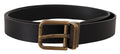 Dolce & Gabbana Schwarzes Leder Messing Metall Box Buckle Gürtel