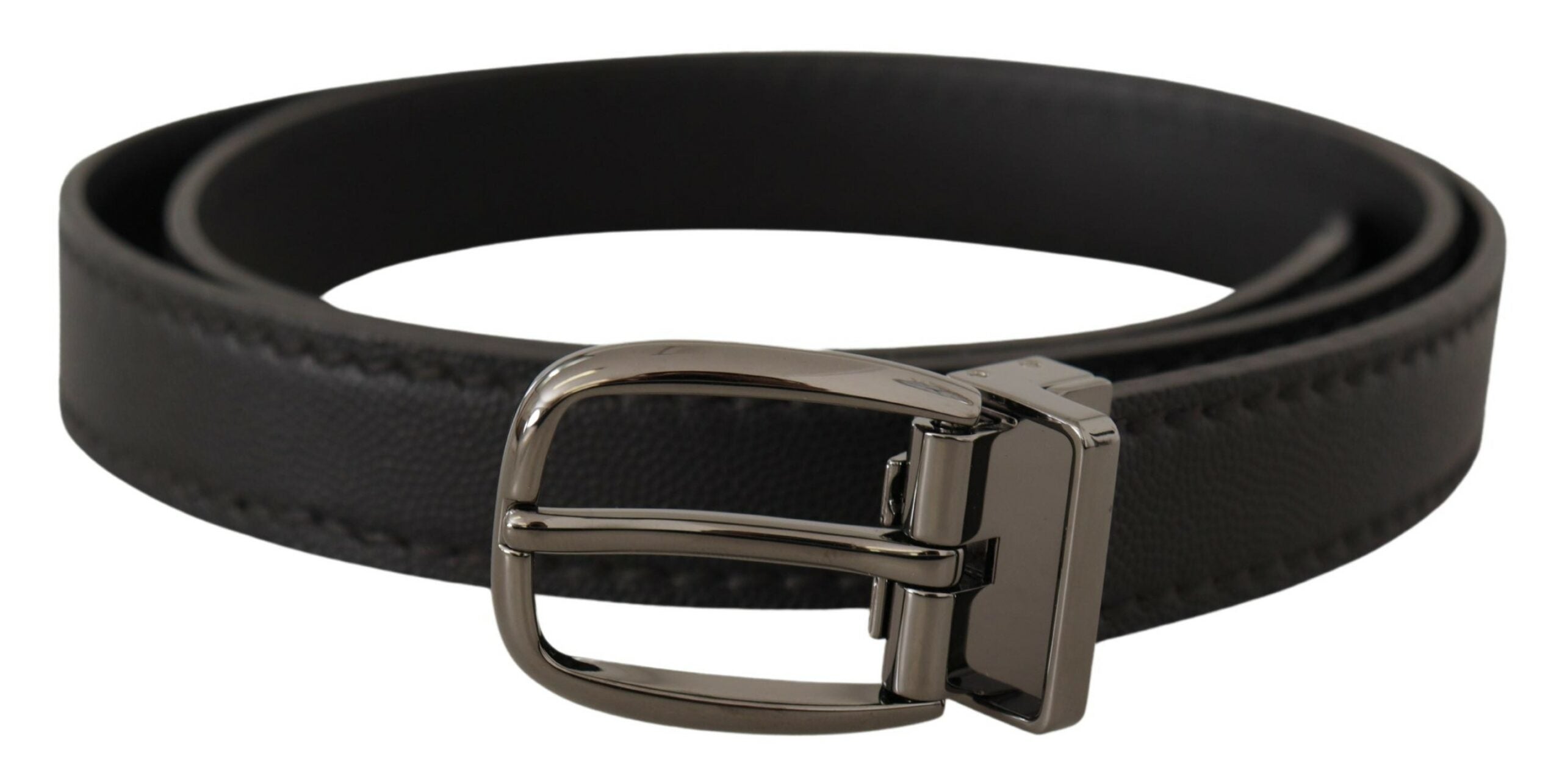 Dolce & Gabbana Schwarzer Leder-Gürtel mit Metall-Logo-Schnalle