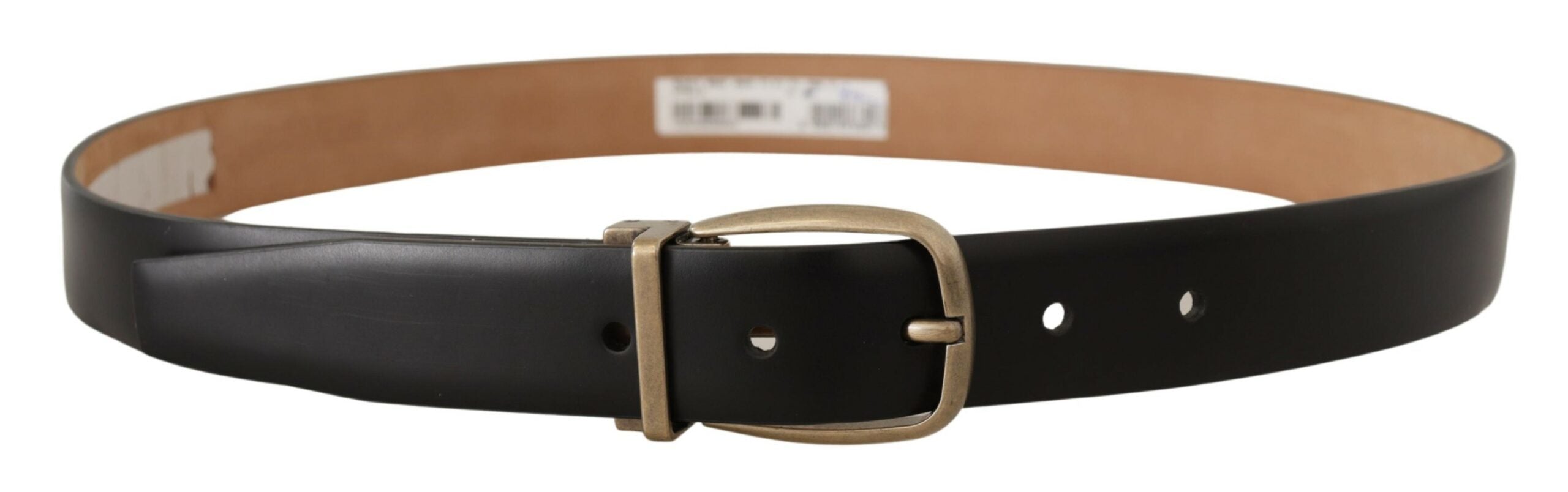 Dolce & Gabbana Black Brown Back Leather Vintage Metal Buckle Belt