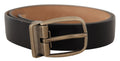 Dolce & Gabbana Black Brown Back Leather Vintage Metal Buckle Belt