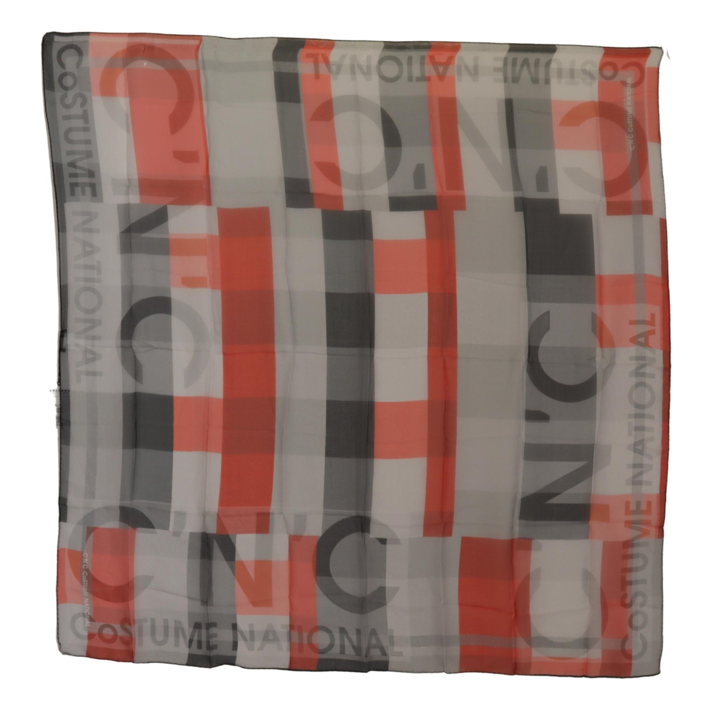 Costume National Grauer roter Schal Foulard Wickelschal