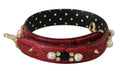 Dolce & Gabbana Red Exotic Leather Bag with Crystal Shoulder Strap