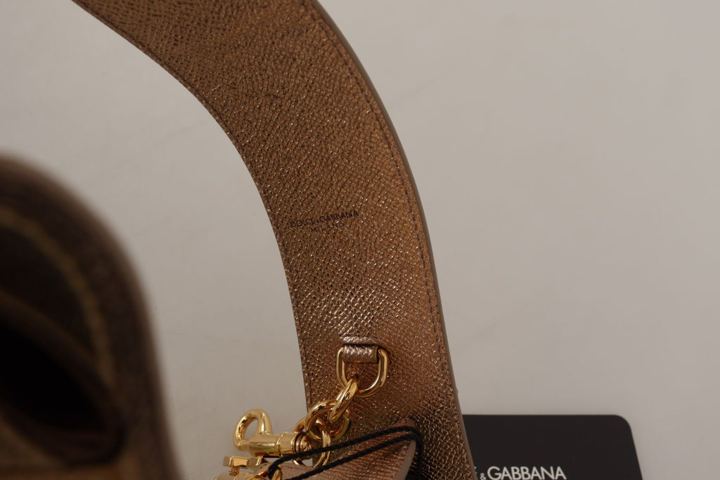 Dolce & Gabbana Gold Leder LOVE Patch Tasche Schulterriemen