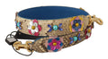 Dolce & Gabbana Beigefarbener Pythonleder-Schulterriemen mit floralen Nieten