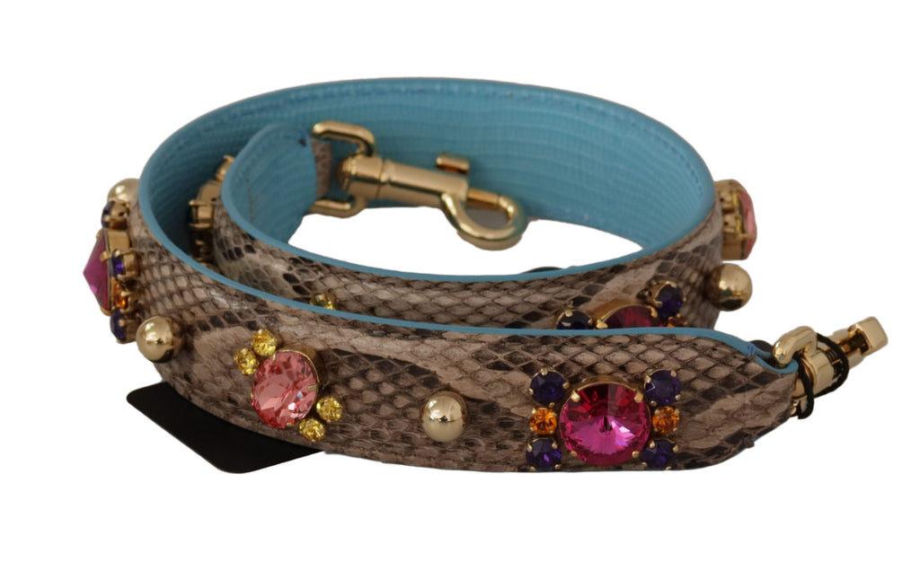 Dolce & Gabbana Brown Exotic Leather with Crystals Shoulder Strap