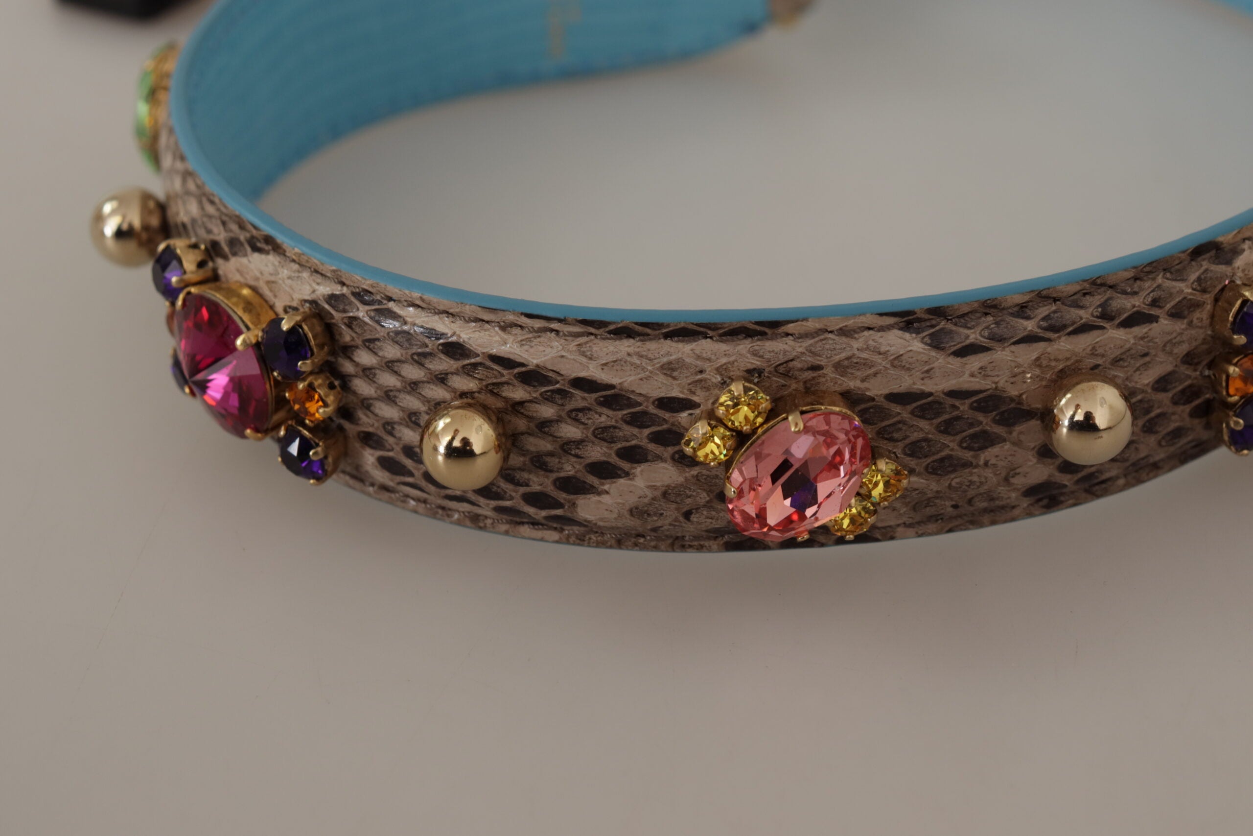 Dolce & Gabbana Brown Exotic Leather with Crystals Shoulder Strap