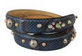 Dolce & Gabbana Blue Exotic Leather Shoulder Strap with Crystals