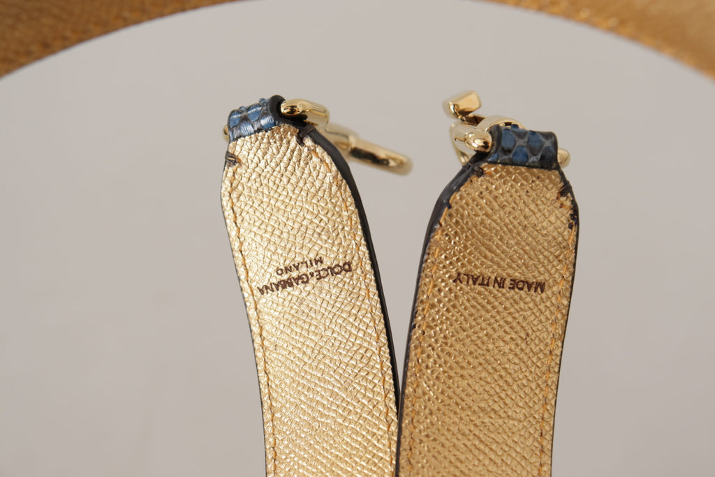 Dolce & Gabbana Blue Exotic Leather Shoulder Strap with Crystals