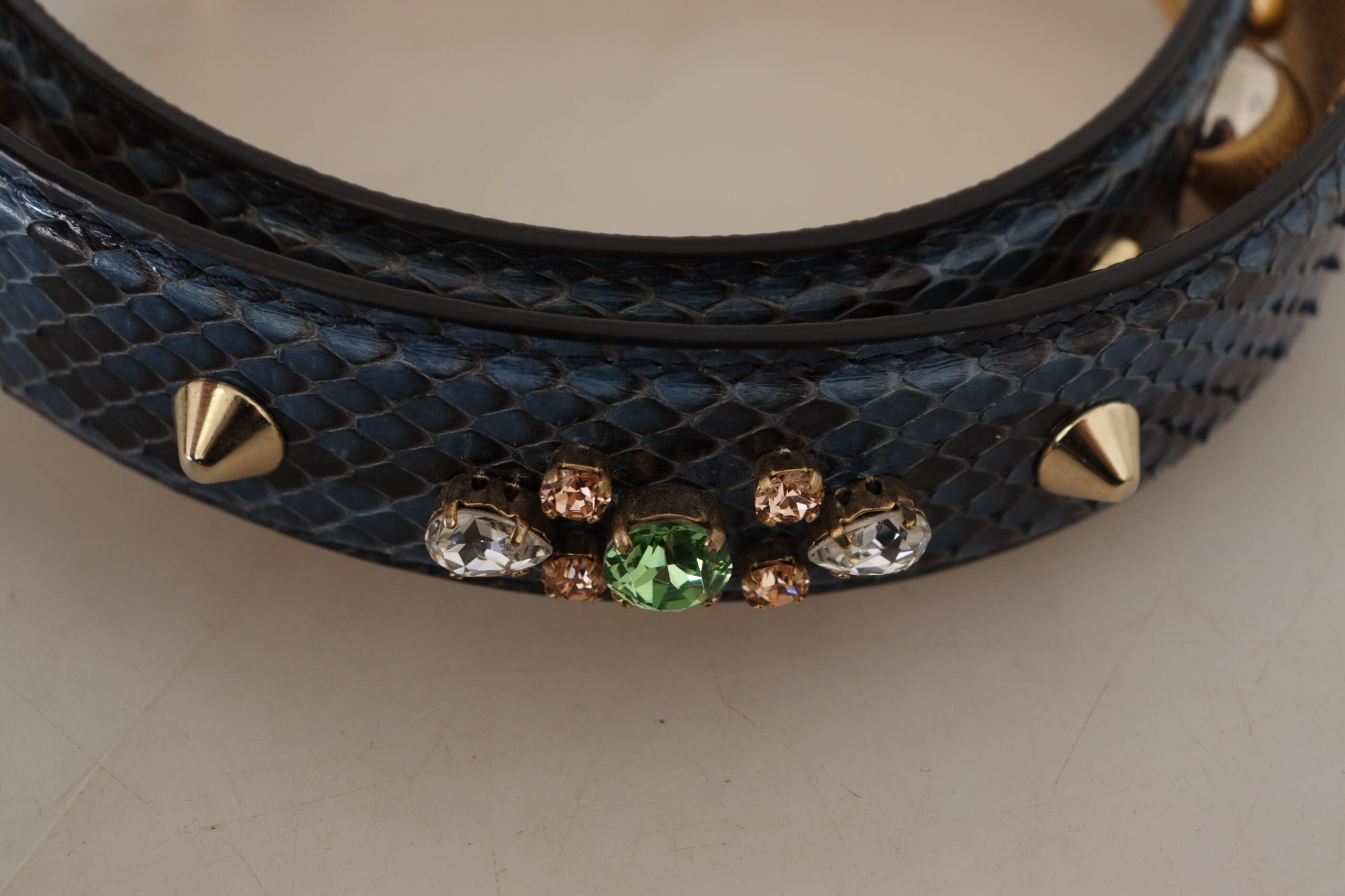 Dolce & Gabbana Blue Exotic Leather Shoulder Strap with Crystals