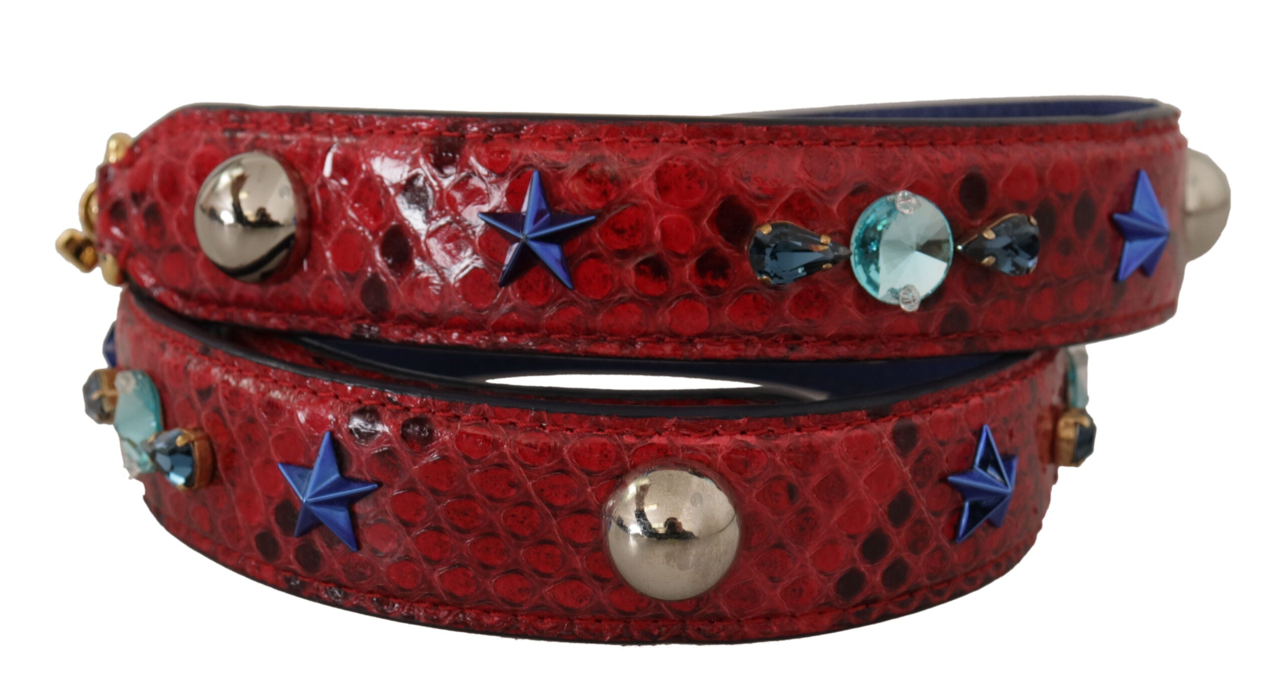 Dolce & Gabbana Red Exotic Leather with Crystal Shoulder Strap