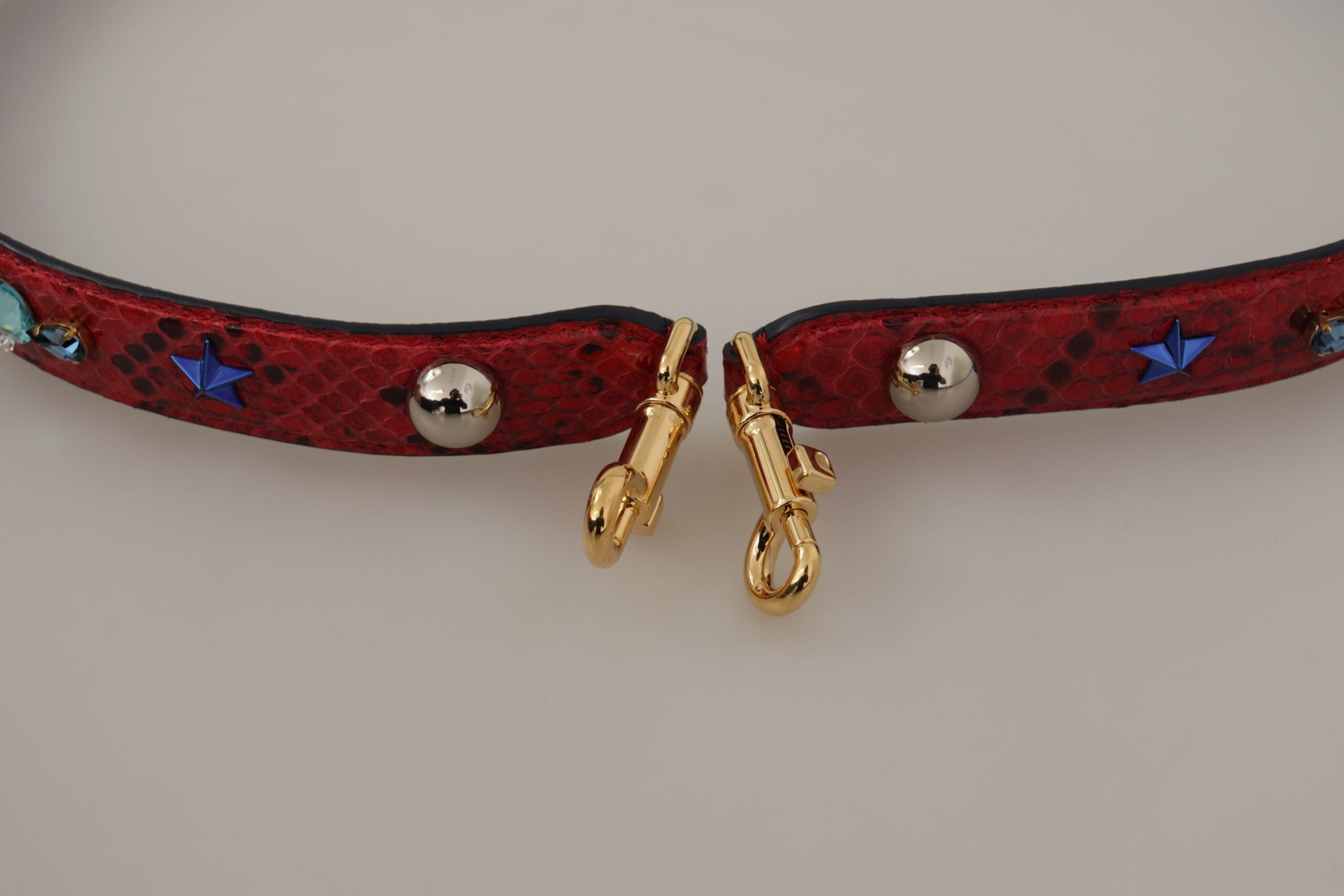 Dolce & Gabbana Red Exotic Leather with Crystal Shoulder Strap