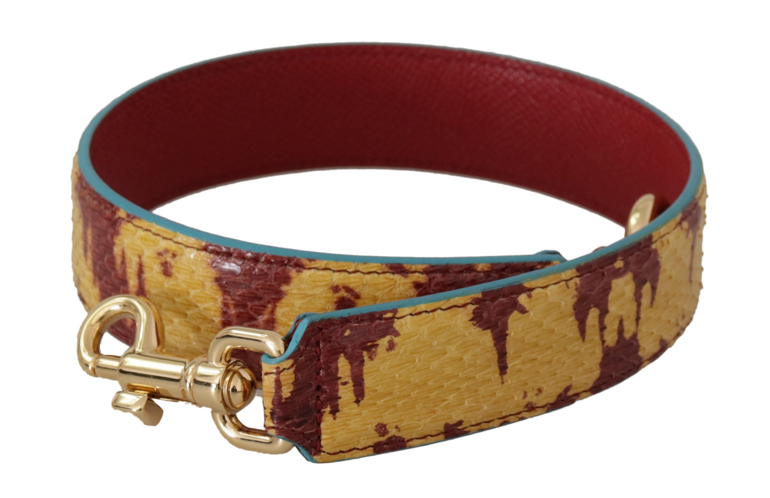 Dolce & Gabbana Yellow Red Leather Gold-Tone Shoulder Strap