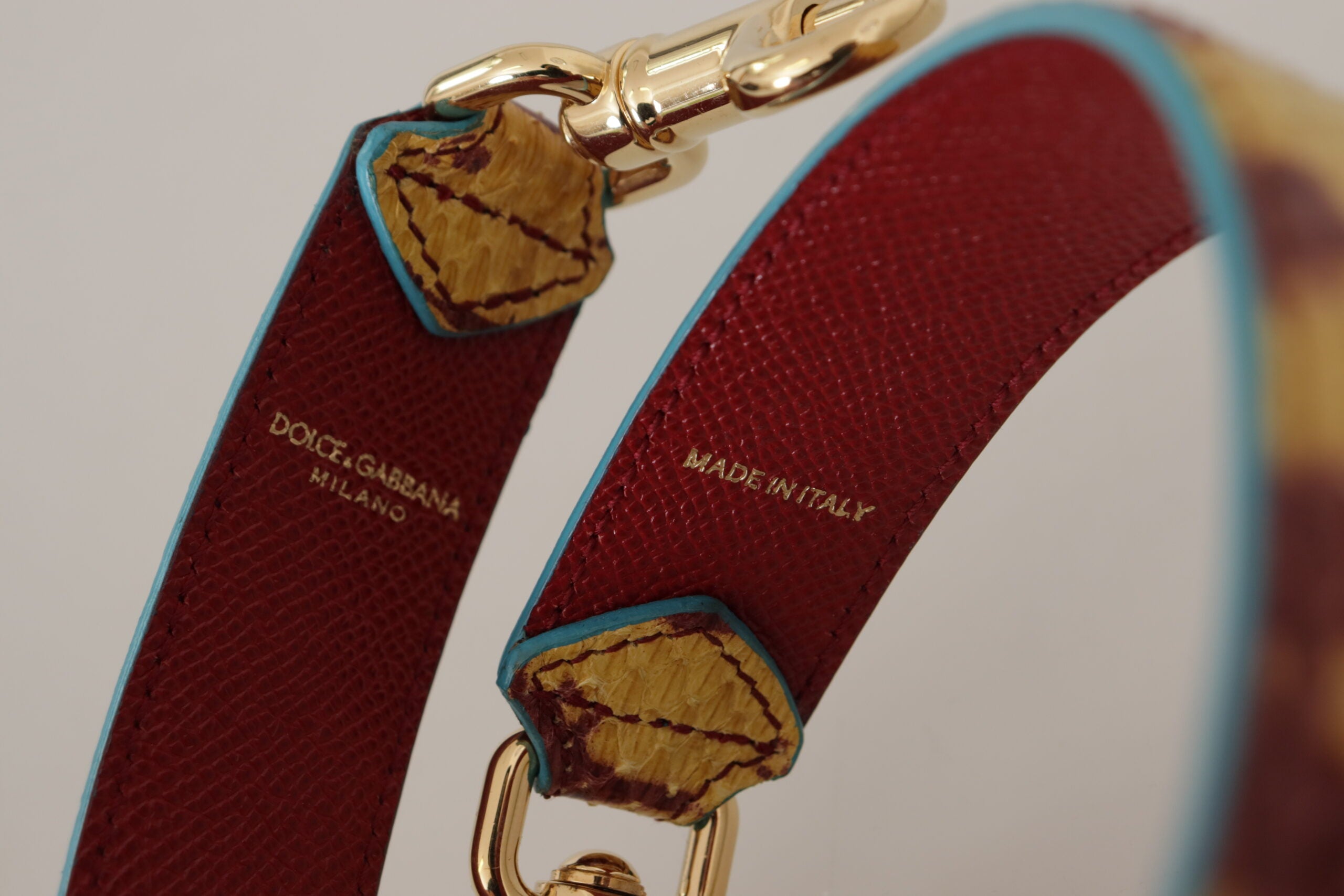Dolce & Gabbana Yellow Red Leather Gold-Tone Shoulder Strap