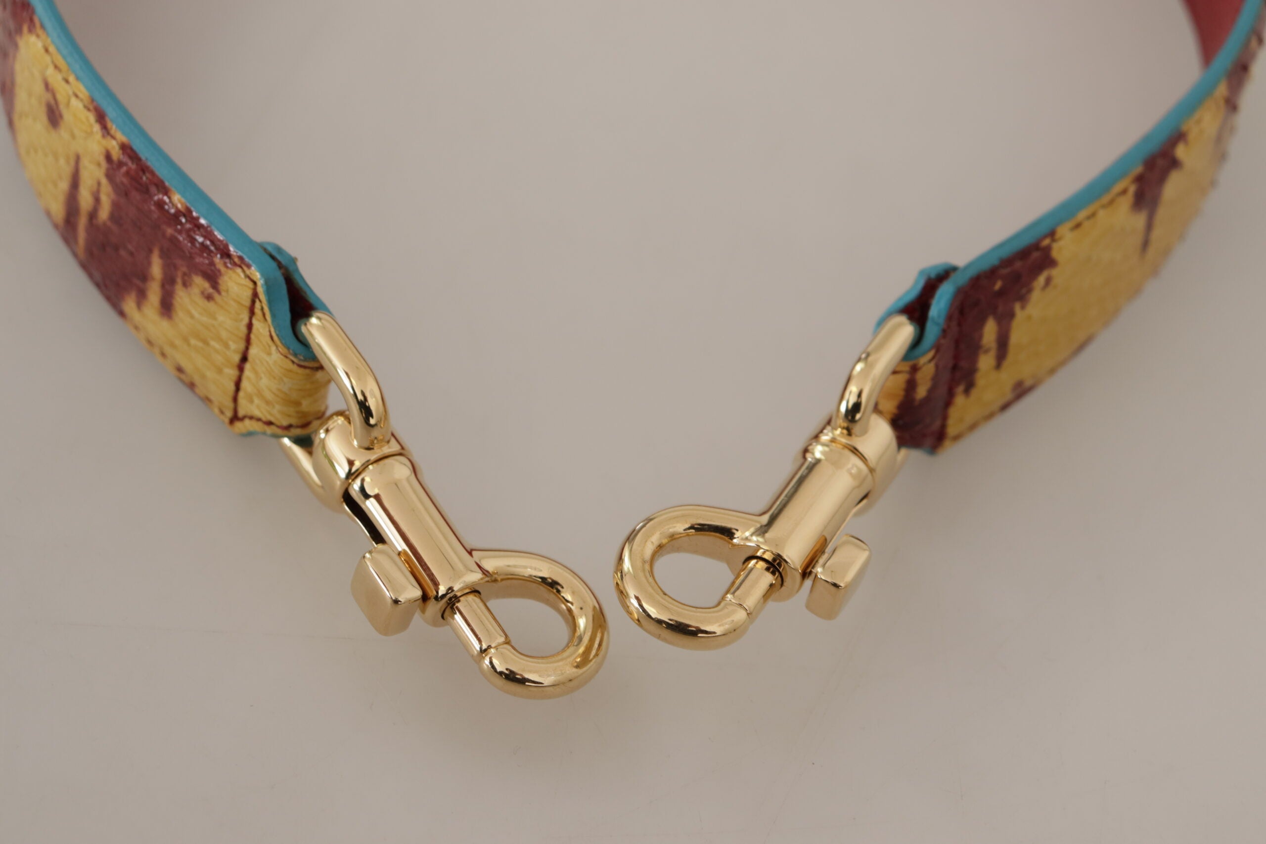 Dolce & Gabbana Yellow Red Leather Gold-Tone Shoulder Strap