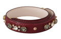 Dolce & Gabbana Bordeaux Leather Crystal Bag Shoulder Strap