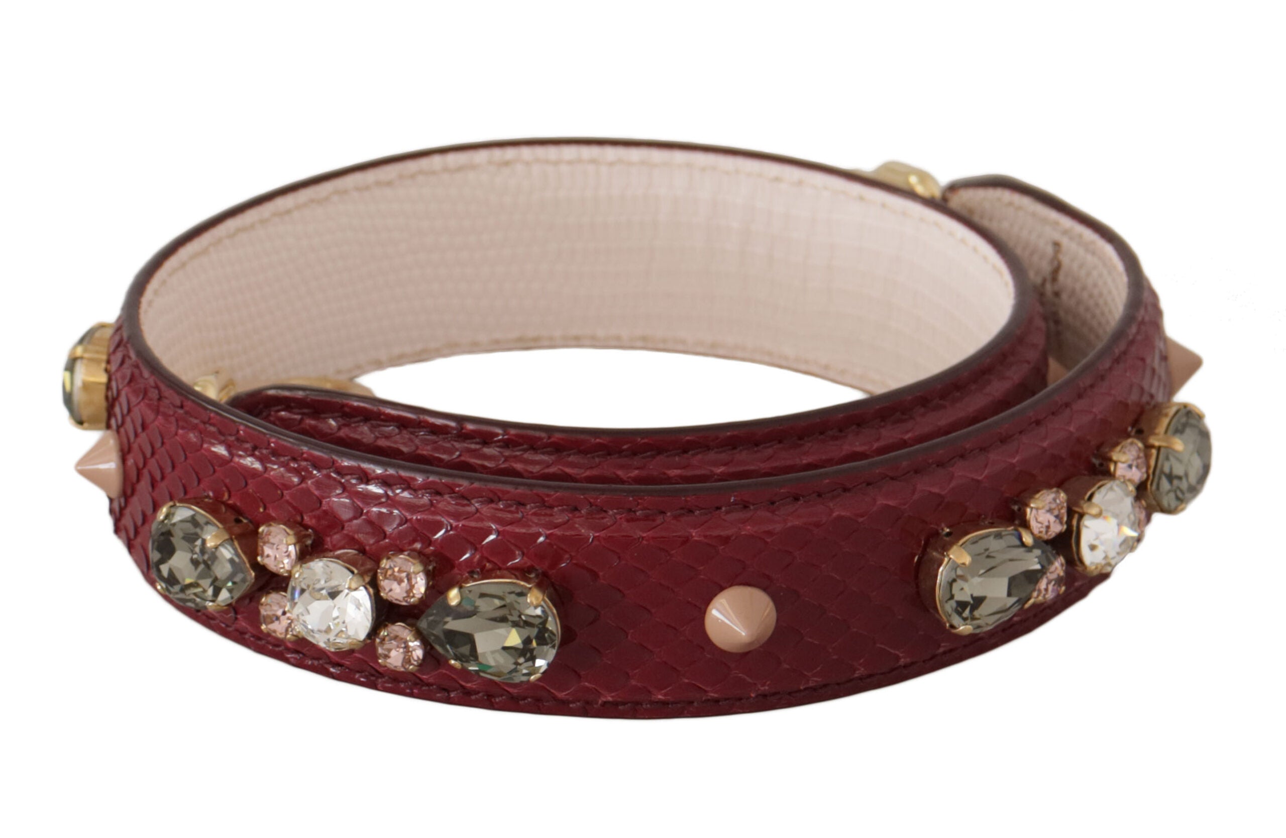 Dolce & Gabbana Bordeaux Leather Crystal Bag Shoulder Strap