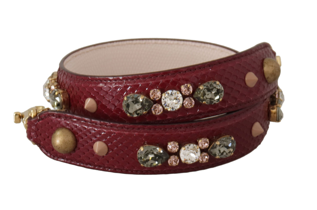Dolce & Gabbana Bordeaux Leather Crystal Bag Shoulder Strap