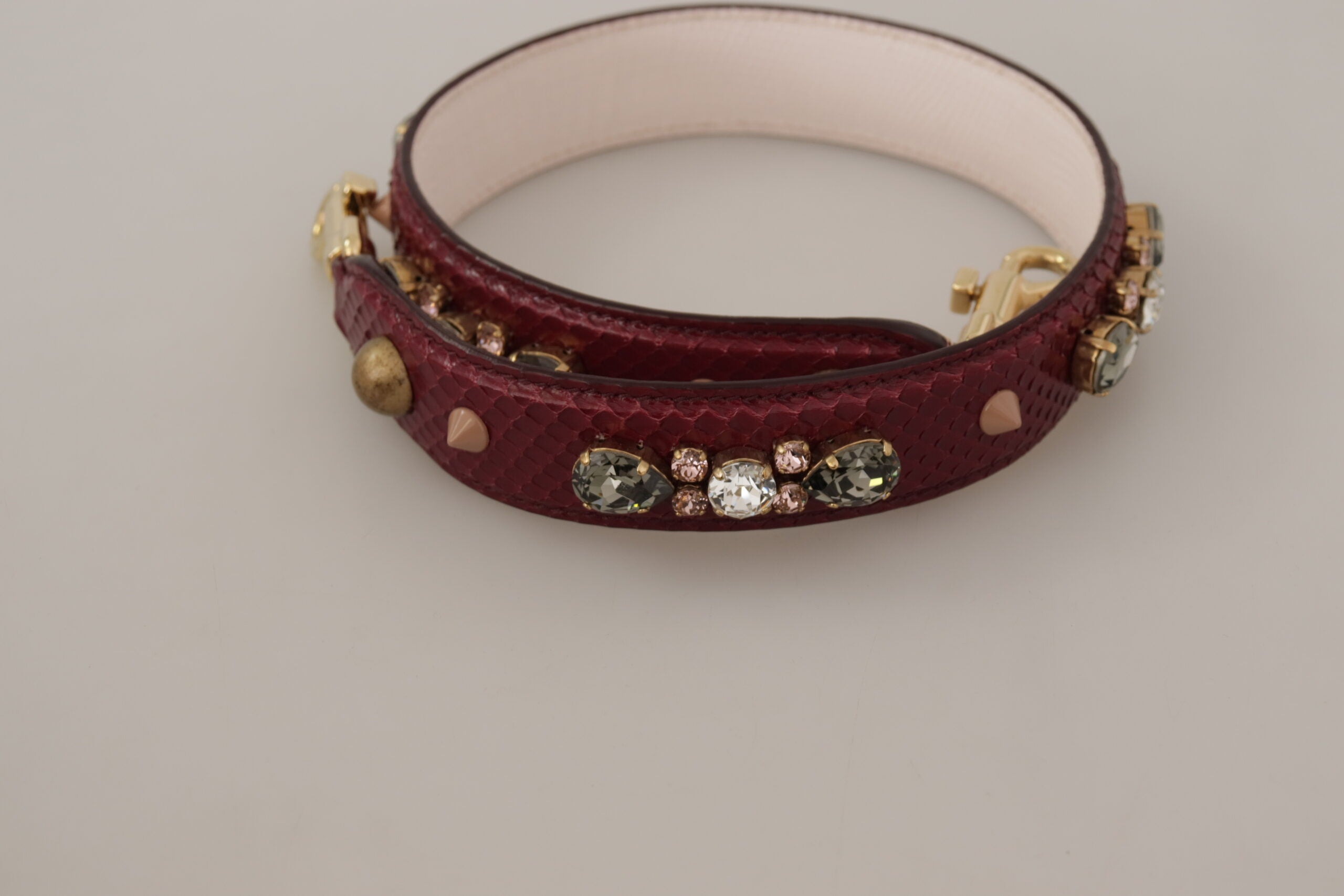 Dolce & Gabbana Bordeaux Leather Crystal Bag Shoulder Strap