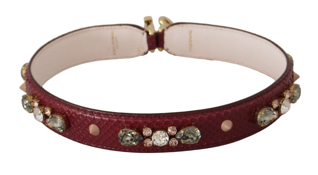Dolce & Gabbana Bordeaux Leather Crystal Bag Shoulder Strap
