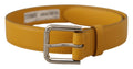 Dolce & Gabbana Yellow Leather Silver-tone Logo Metal Buckle Belt