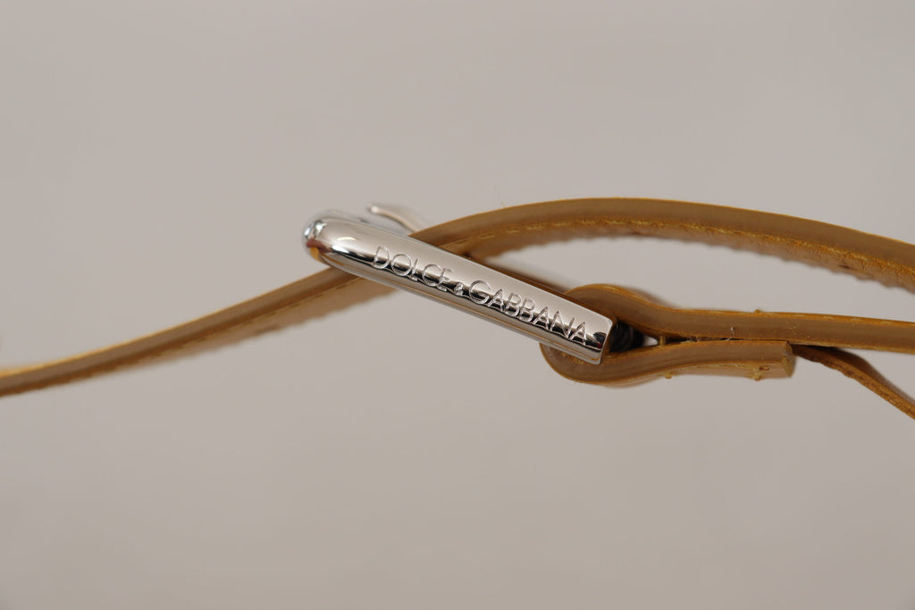 Dolce & Gabbana Yellow Leather Silver-tone Logo Metal Buckle Belt
