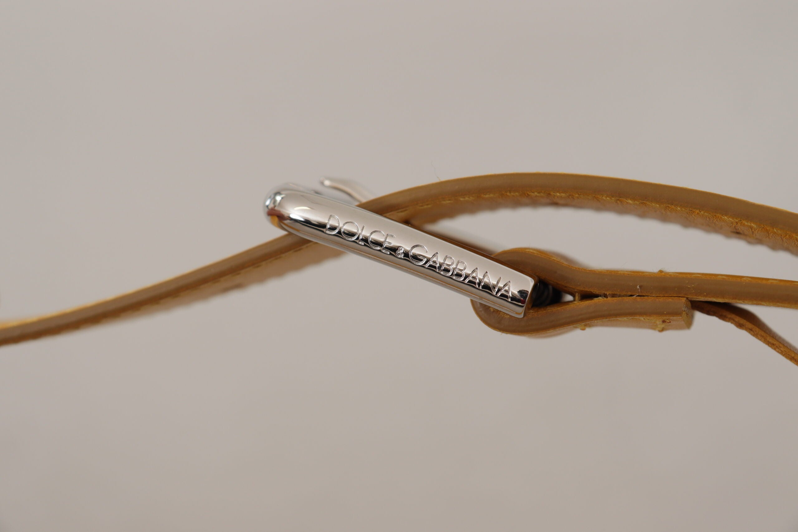 Dolce & Gabbana Yellow Leather Silver-tone Logo Metal Buckle Belt