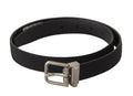 Dolce & Gabbana Black Canvas Leather Belt with Silver-Tone Metal Buckle