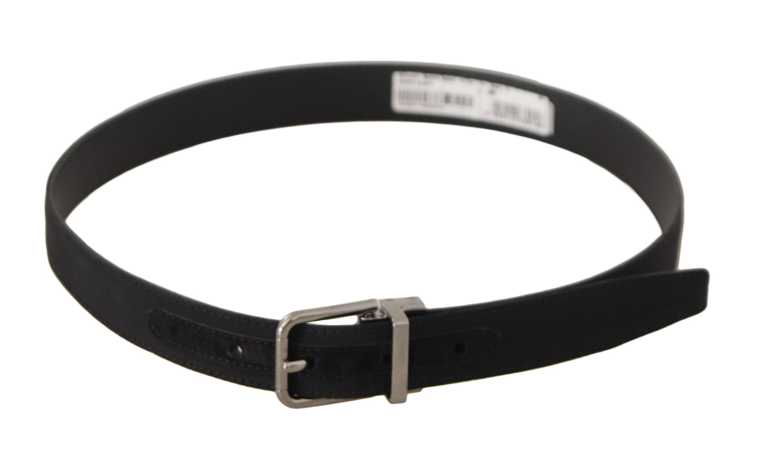 Dolce & Gabbana Black Canvas Leather Belt with Silver-Tone Metal Buckle