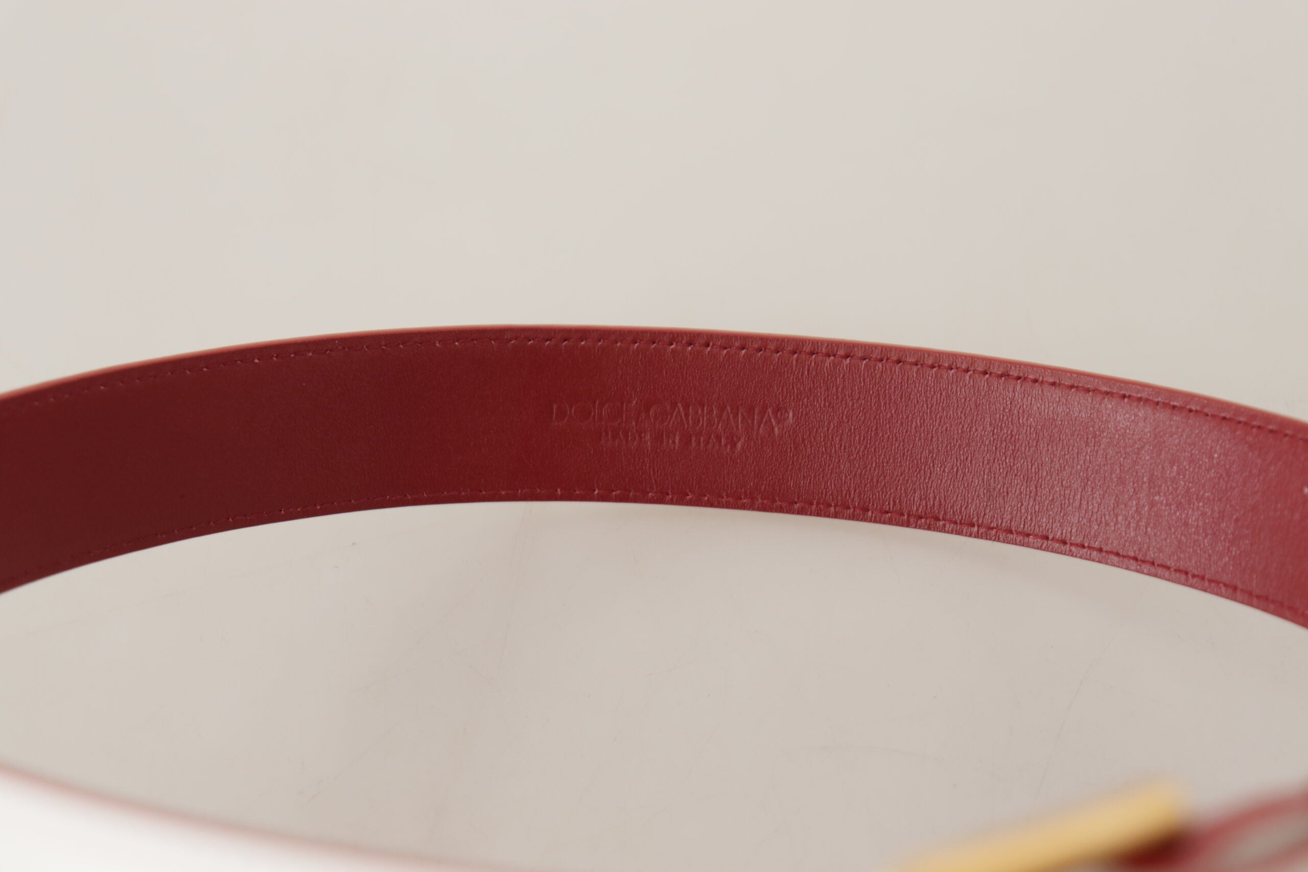 Dolce & Gabbana White Calfskin Two-Tone Belt with Gold-Tone Metal Buckle