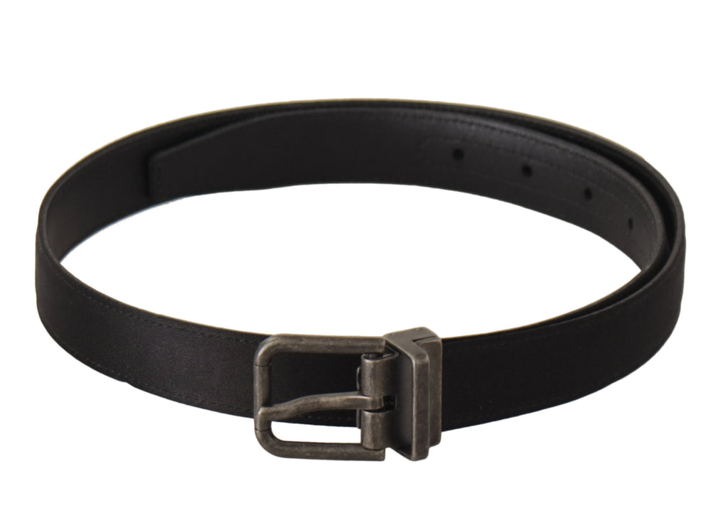Dolce & Gabbana Black Calfskin Belt with Vintage-Effect Metal Buckle