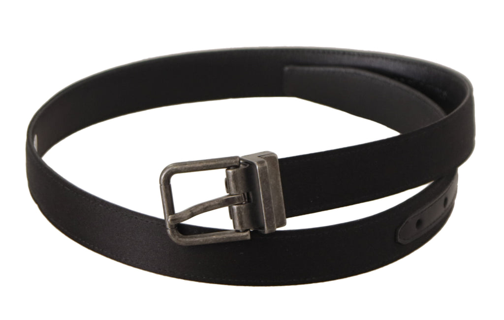 Dolce & Gabbana Black Calfskin Belt with Vintage-Effect Metal Buckle