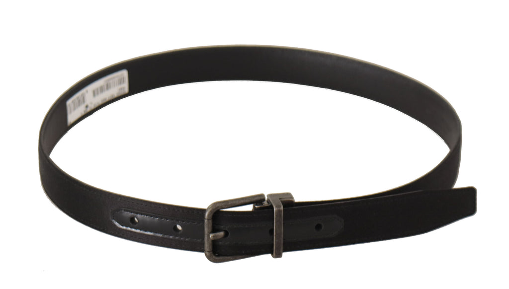 Dolce & Gabbana Black Calfskin Belt with Vintage-Effect Metal Buckle