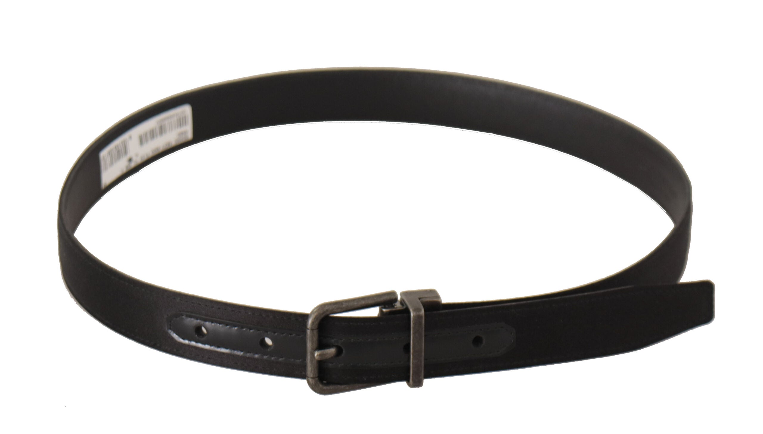 Dolce & Gabbana Black Calfskin Belt with Vintage-Effect Metal Buckle