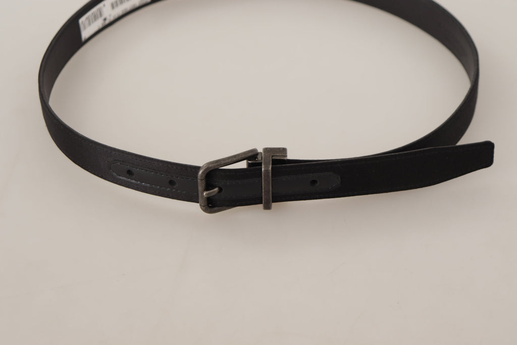 Dolce & Gabbana Black Calfskin Belt with Vintage-Effect Metal Buckle