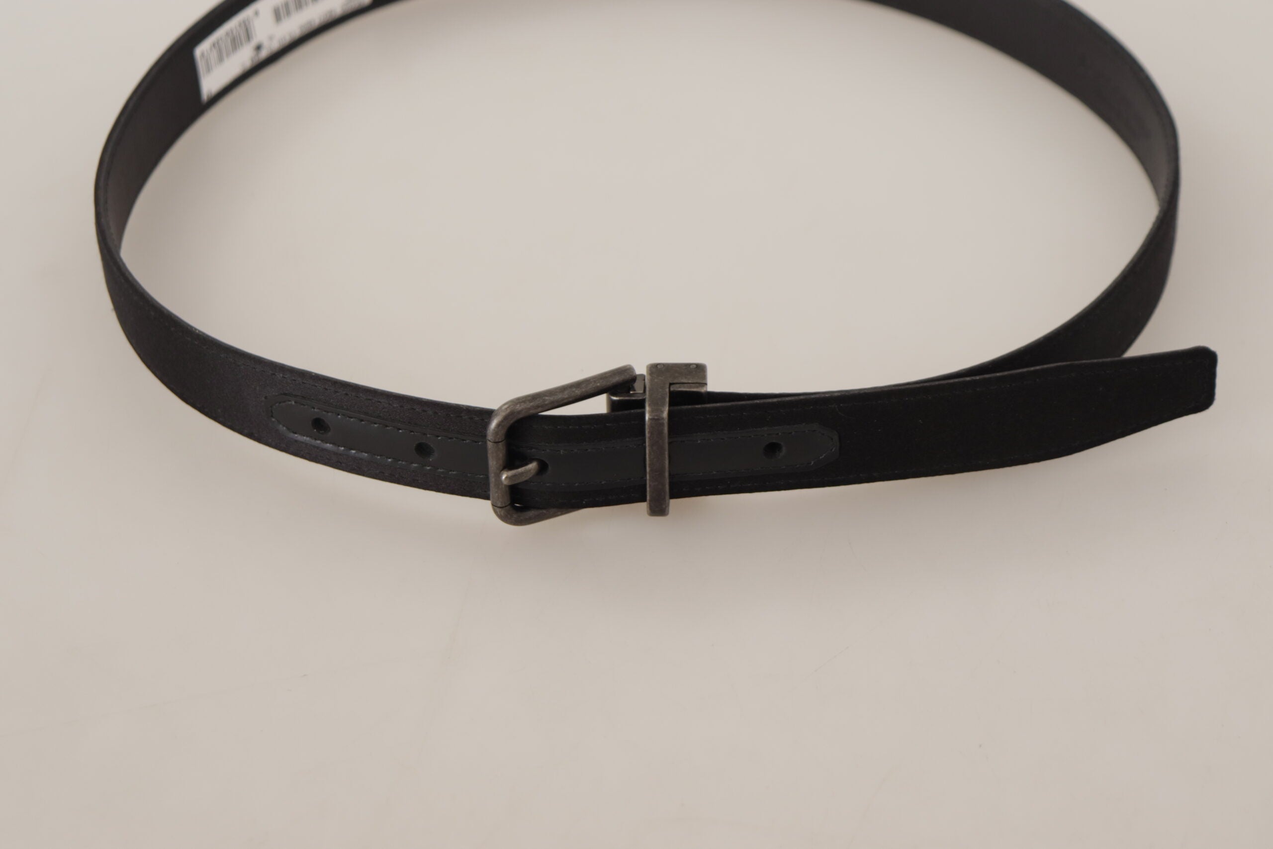 Dolce & Gabbana Black Calfskin Belt with Vintage-Effect Metal Buckle