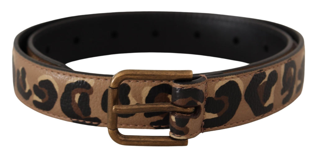 Dolce & Gabbana Brauner Leopard Print Vintage Metall Taille Schnalle Gürtel
