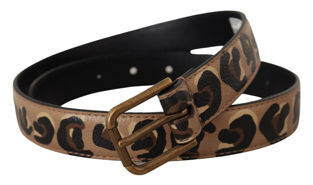 Dolce & Gabbana Brauner Leopard Print Vintage Metall Taille Schnalle Gürtel