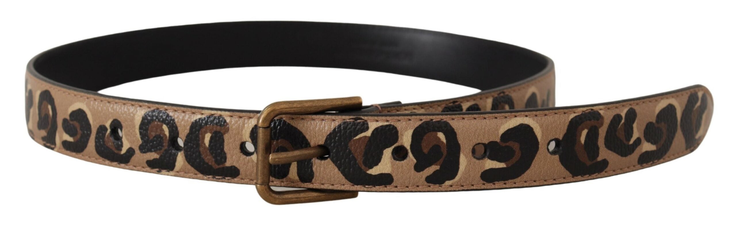 Dolce & Gabbana Brauner Leopard Print Vintage Metall Taille Schnalle Gürtel
