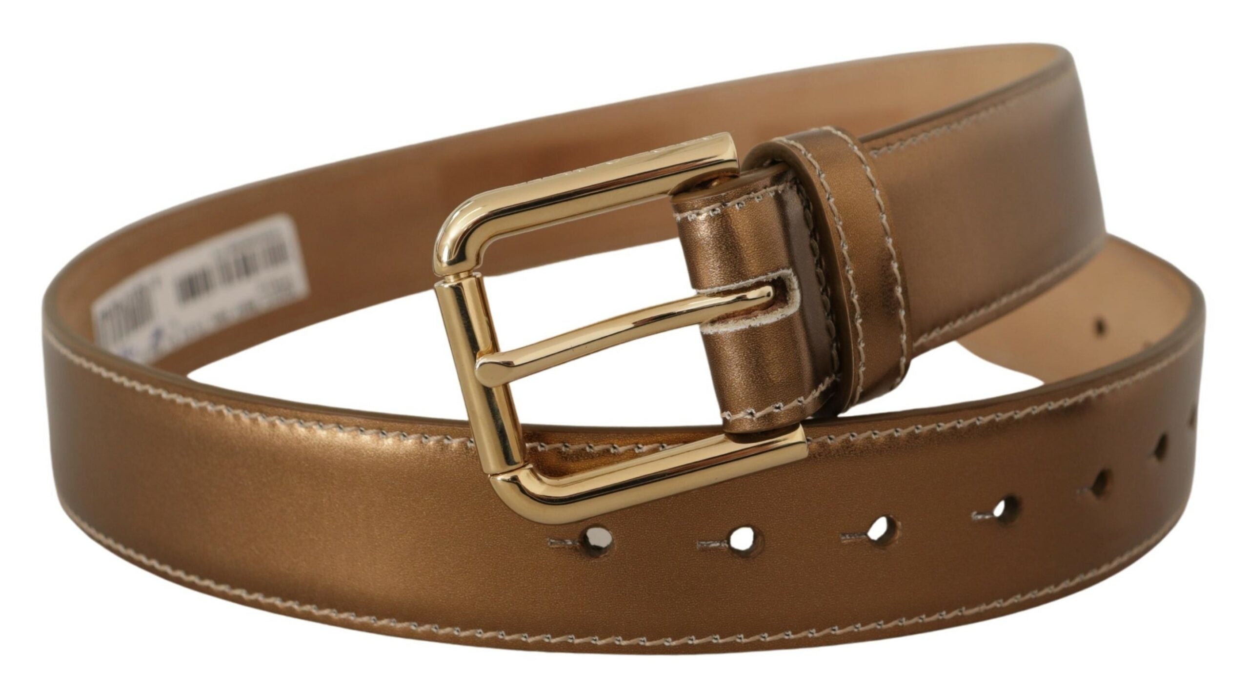 Dolce & Gabbana Bronze Calfskin Gold Logo Belt Buckle