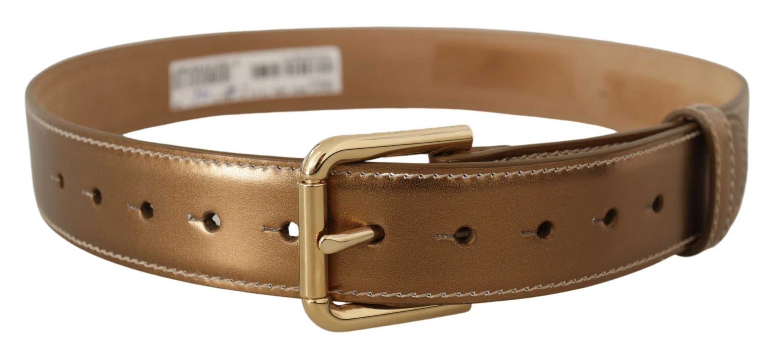 Dolce & Gabbana Bronze Calfskin Gold Logo Belt Buckle