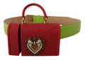 Dolce & Gabbana Grünes Leder Devotion Heart Micro Tasche Kopfhörer Gürtel