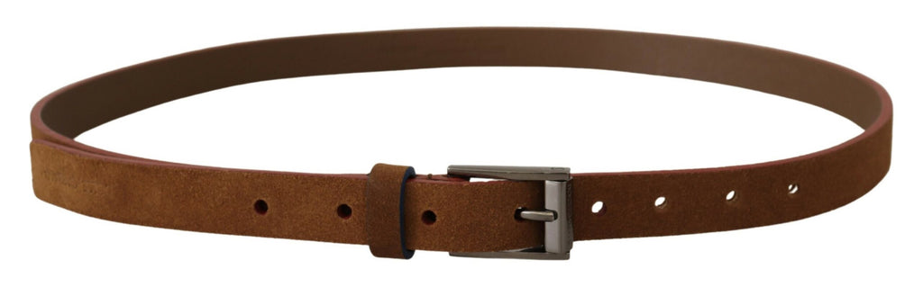 Dolce & Gabbana Brown Logo Engraved Metal Belt with Buckle