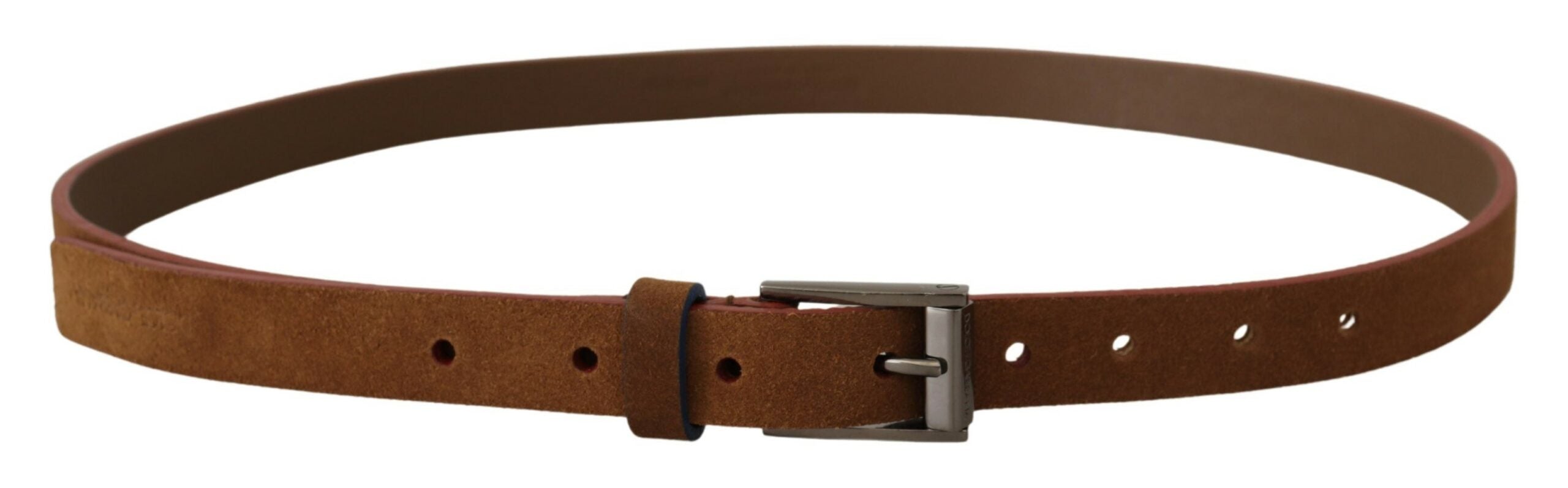 Dolce & Gabbana Brown Logo Engraved Metal Belt with Buckle