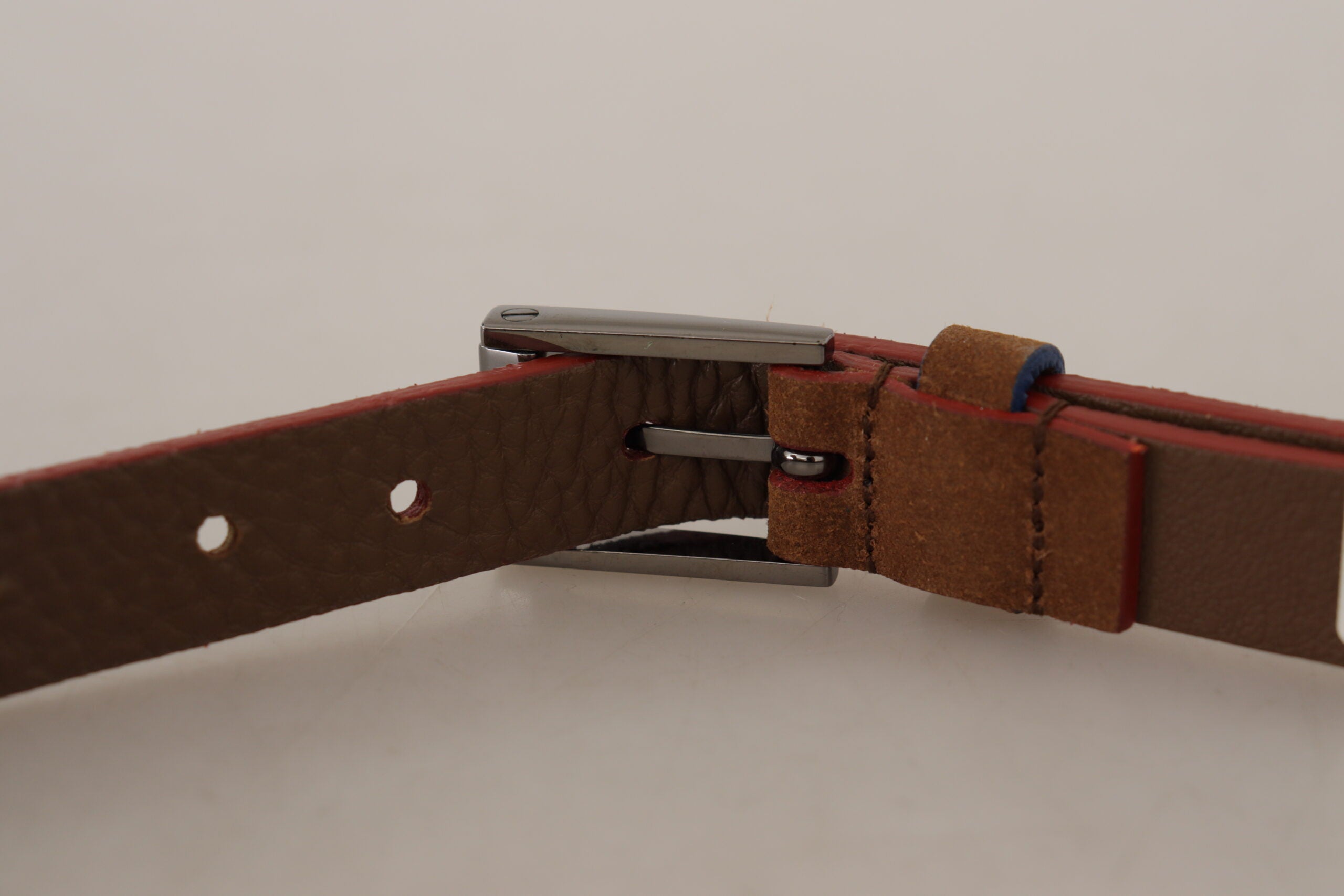 Dolce & Gabbana Brown Logo Engraved Metal Belt with Buckle