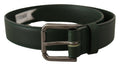Dolce & Gabbana Army Green Leather Logo Metal Belt Buckle