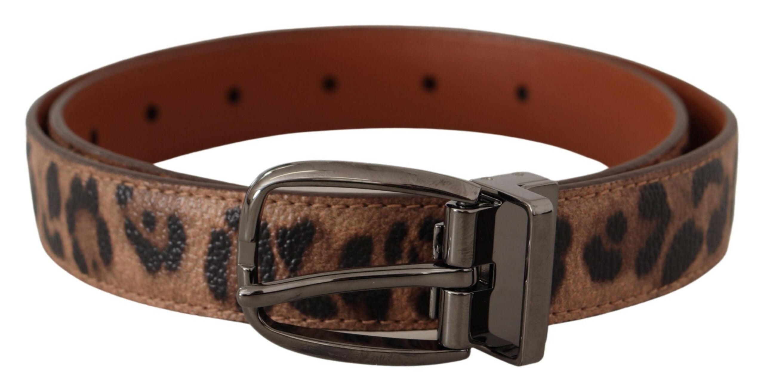 Dolce & Gabbana Brauner Gürtel mit Leopardenprägung und Lederschnalle