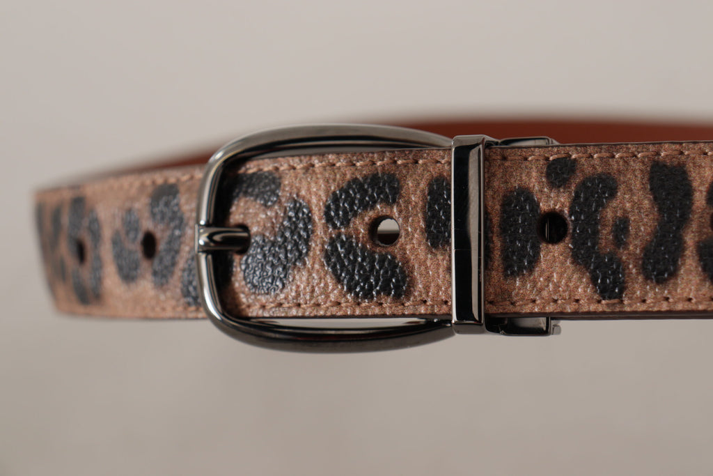 Dolce & Gabbana Brauner Gürtel mit Leopardenprägung und Lederschnalle