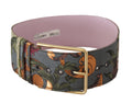 Dolce & Gabbana Multicolor Leder bestickter Gürtel mit goldener Metallschnalle