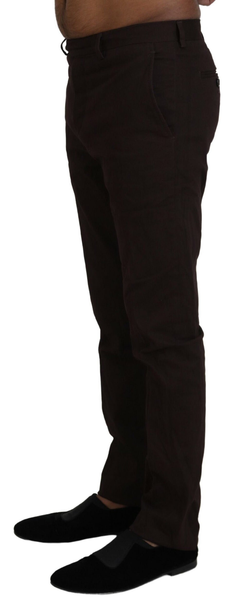 BENCIVENGA Brown Cotton Tapered Formal Men's Trousers