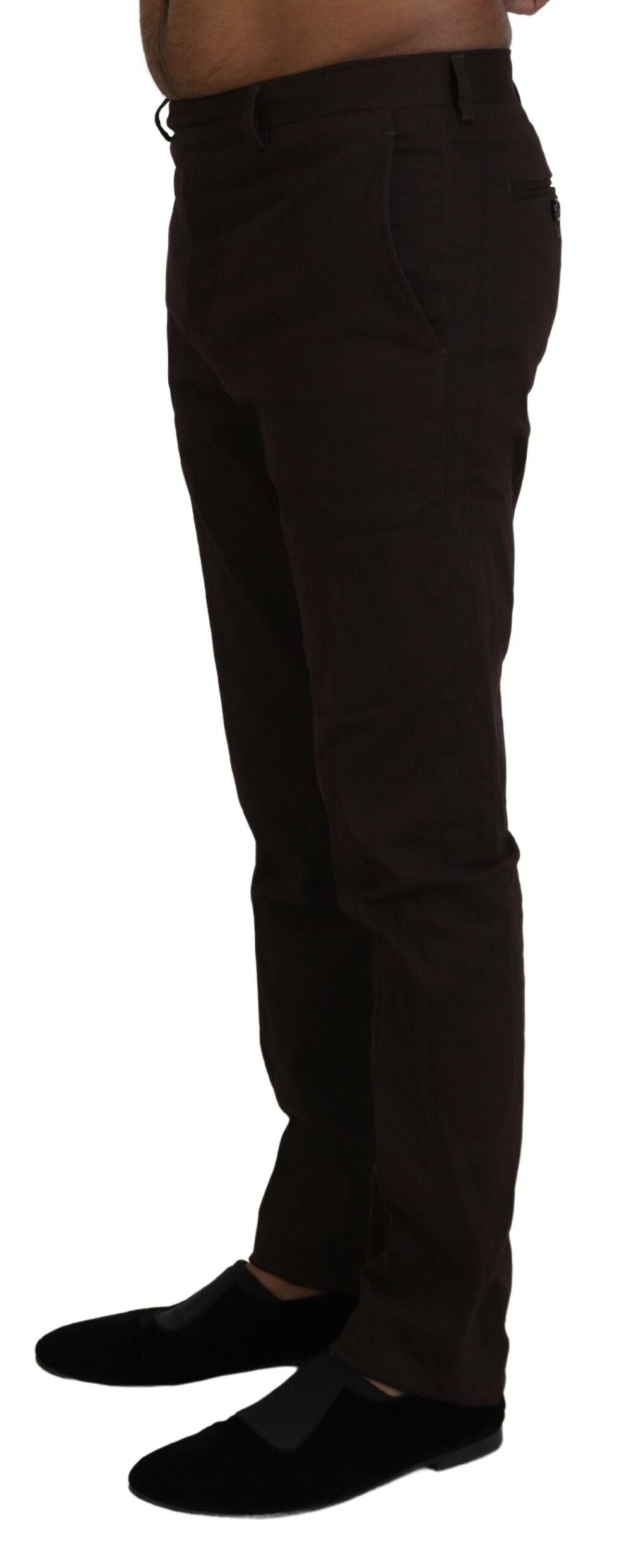 BENCIVENGA Brown Cotton Tapered Formal Men's Trousers